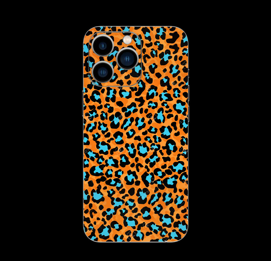 Skin Orange/Blue Leopard