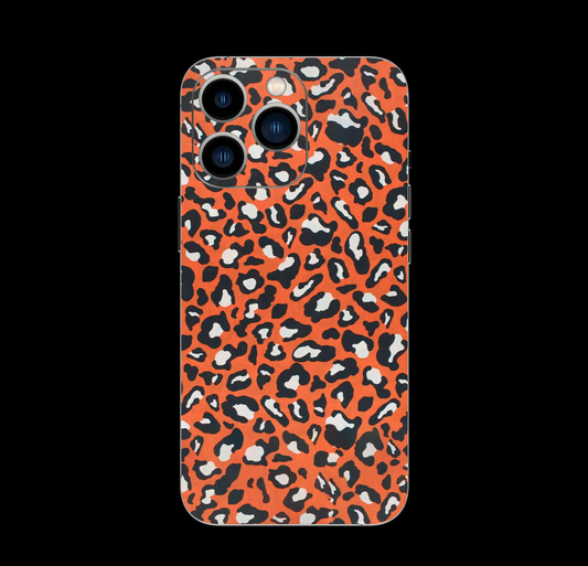 Skin Orange/White Leopard